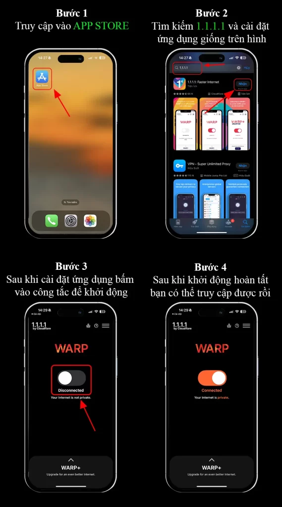 Hướng dẫn cài đặt ứng dụng 1.1.1.1 trên iPhone